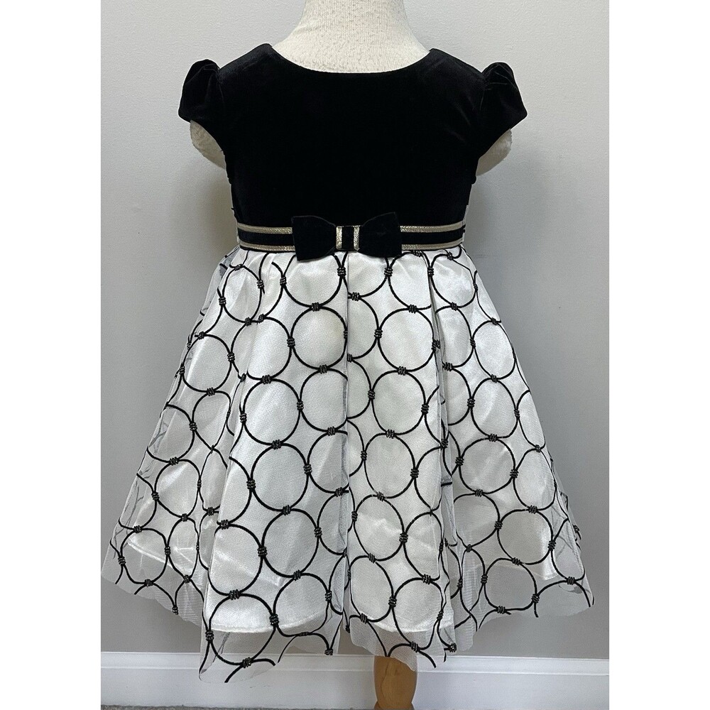 Jona Michelle Girls 2T Special Occasion Party Dress Black/White
